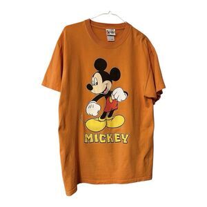 Walt Disney World Mickey Mouse T-Shirt Orange Unisex Cotton Tee Size Large